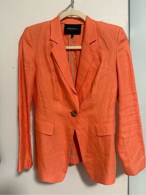 Lafayette 148 New York Bright Orange Single-Button Blazer